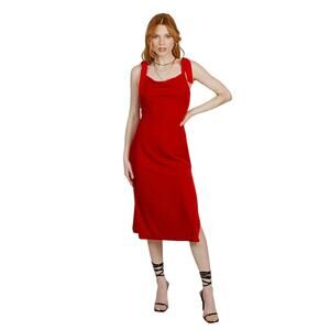 Band of the Free Lorna Red velvet midi dress  Size Medium Vamp Cocktail Party